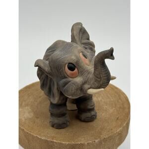 Andrea By Sadek Ceramic Baby Elephant Big Eyed Figurine Lucky Trunk Up